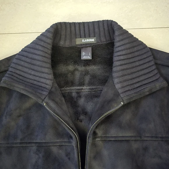 Claiborne Black Jacket - Faux Suede and Knit Materials - Size Large - Picture 4 of 6